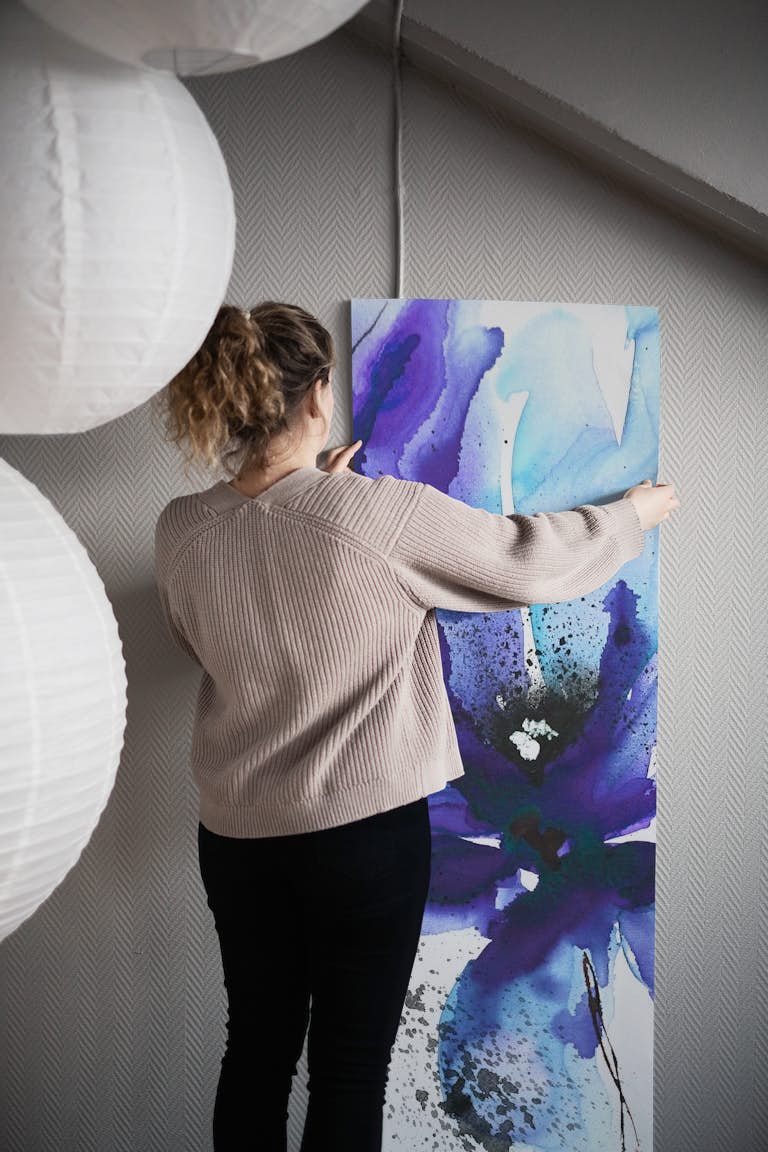 Blue Flower Fantasies wallpaper roll