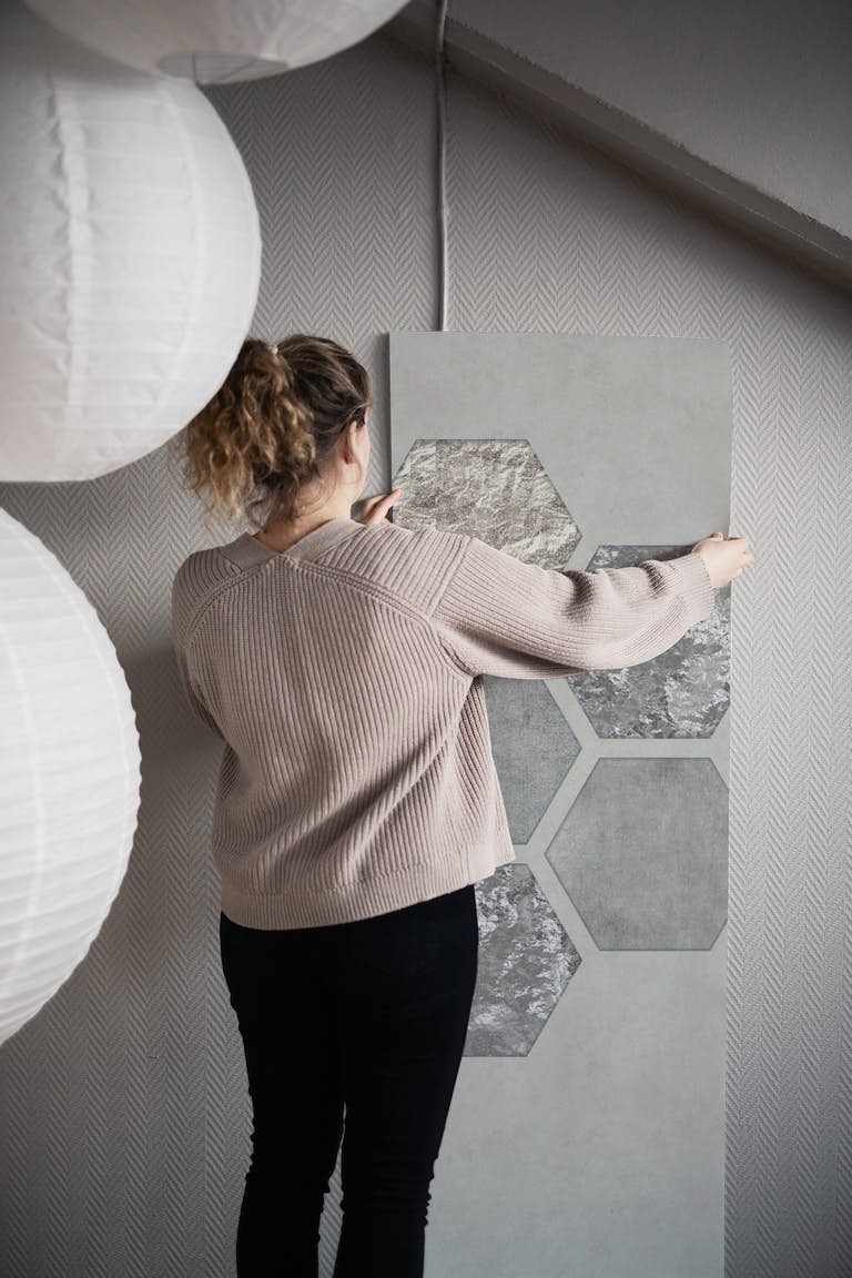 Grey Hexagon Geometry wallpaper roll