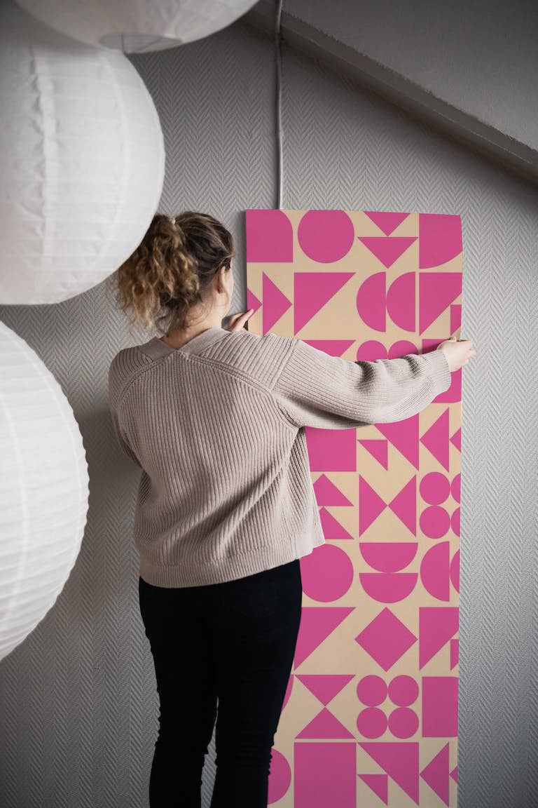 Shapes in Hot Pink behang roll