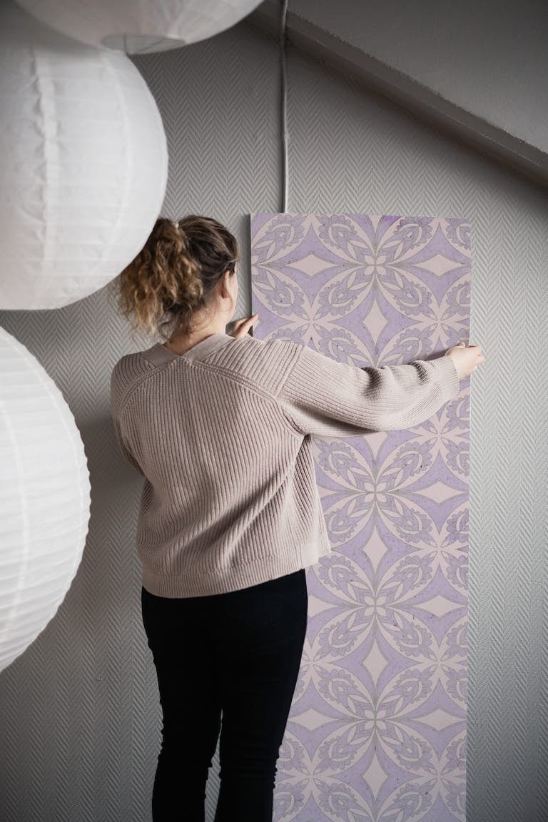 Purple Tiles Pattern papel pintado roll