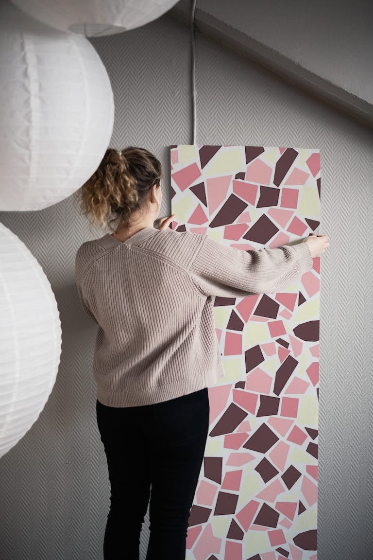 Mosaic art 1 pink wallpaper roll