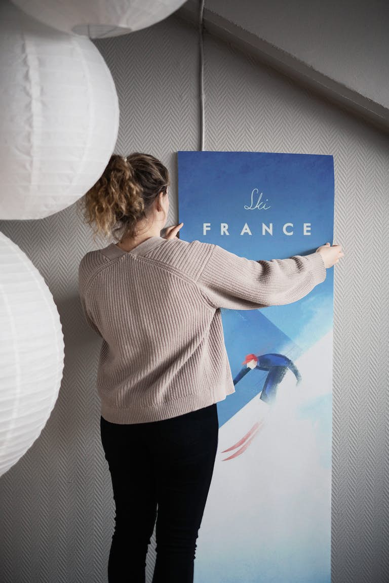 Ski France Travel Poster wallpaper roll