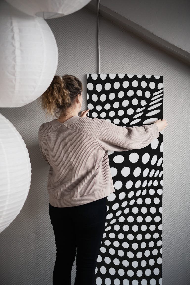 Black And White Dots Op-Art wallpaper roll