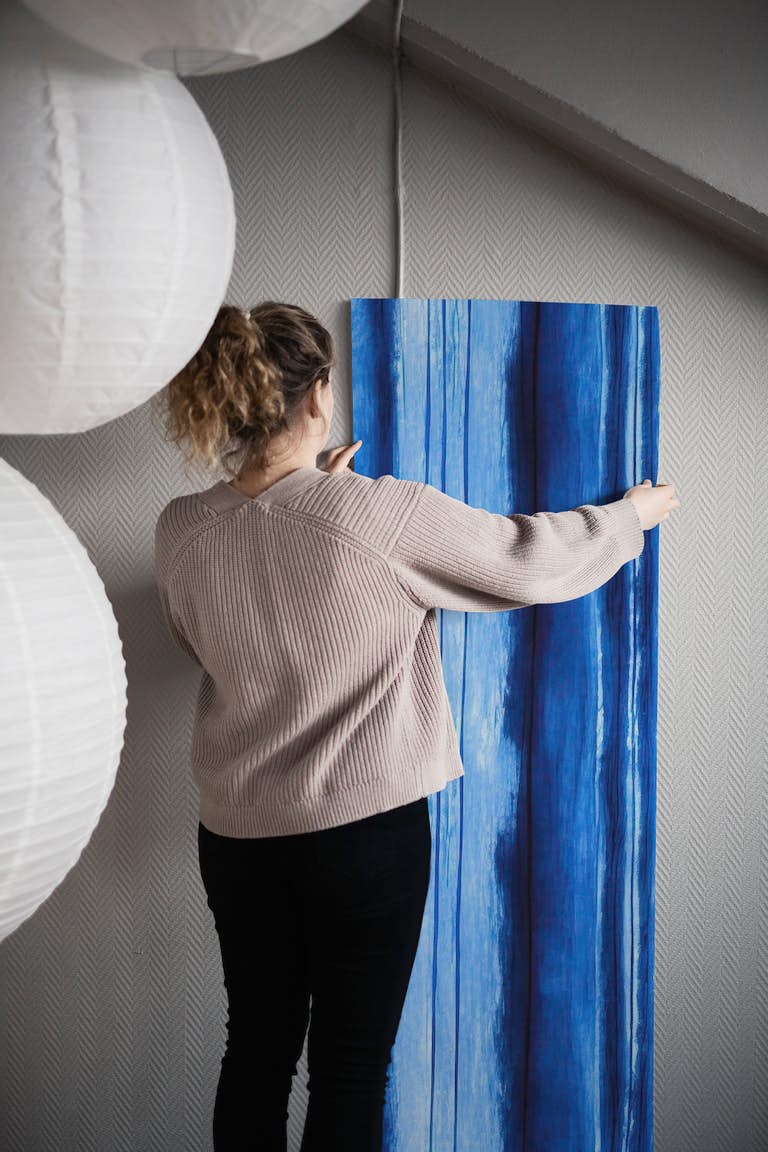 Blue Watercolor Stripe papel de parede roll