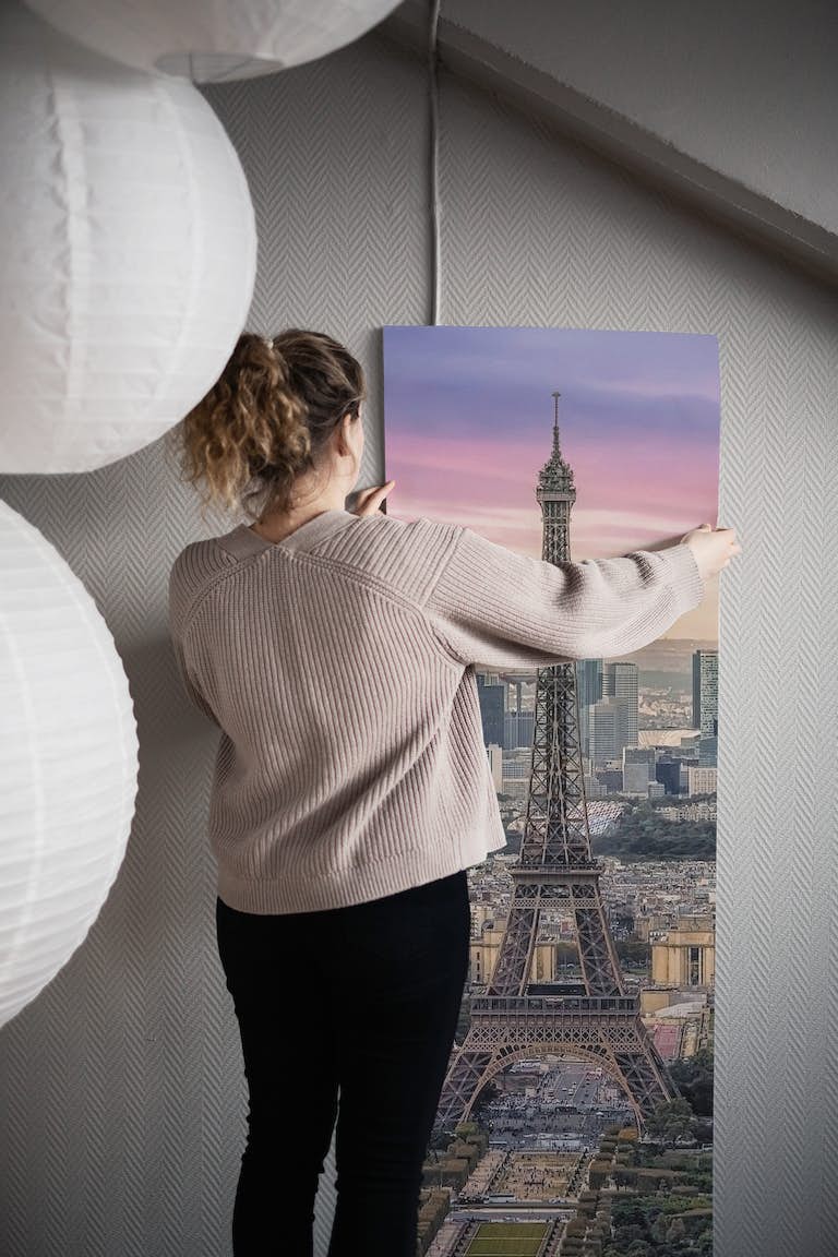 Pink Sunset In Paris wallpaper roll