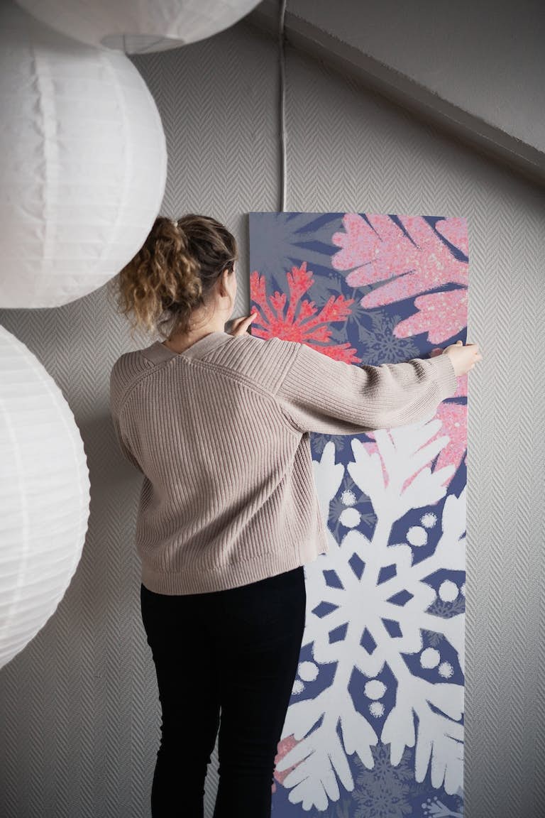Snowflakes Magic (Pink) wallpaper roll