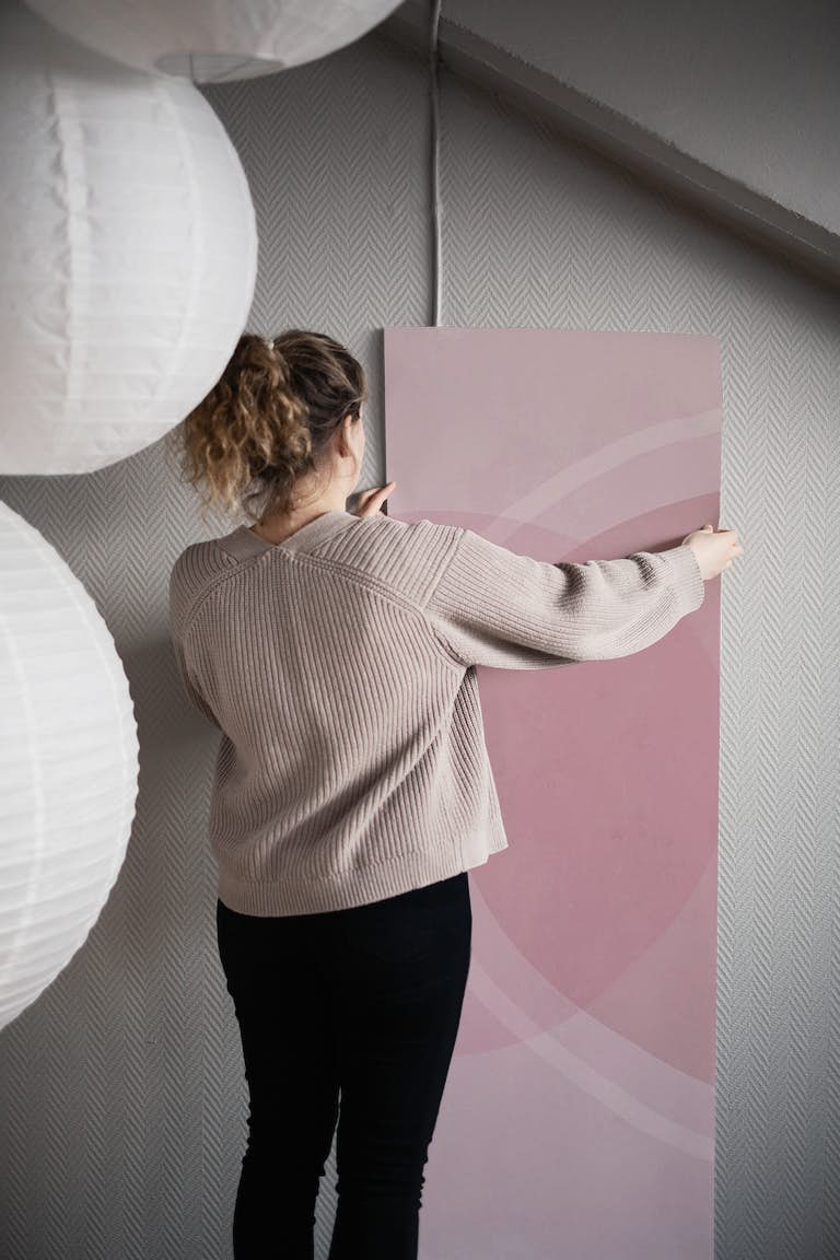 Mid Century Eclectic Calm Vibes In Dusty Pink Shapes papel pintado roll