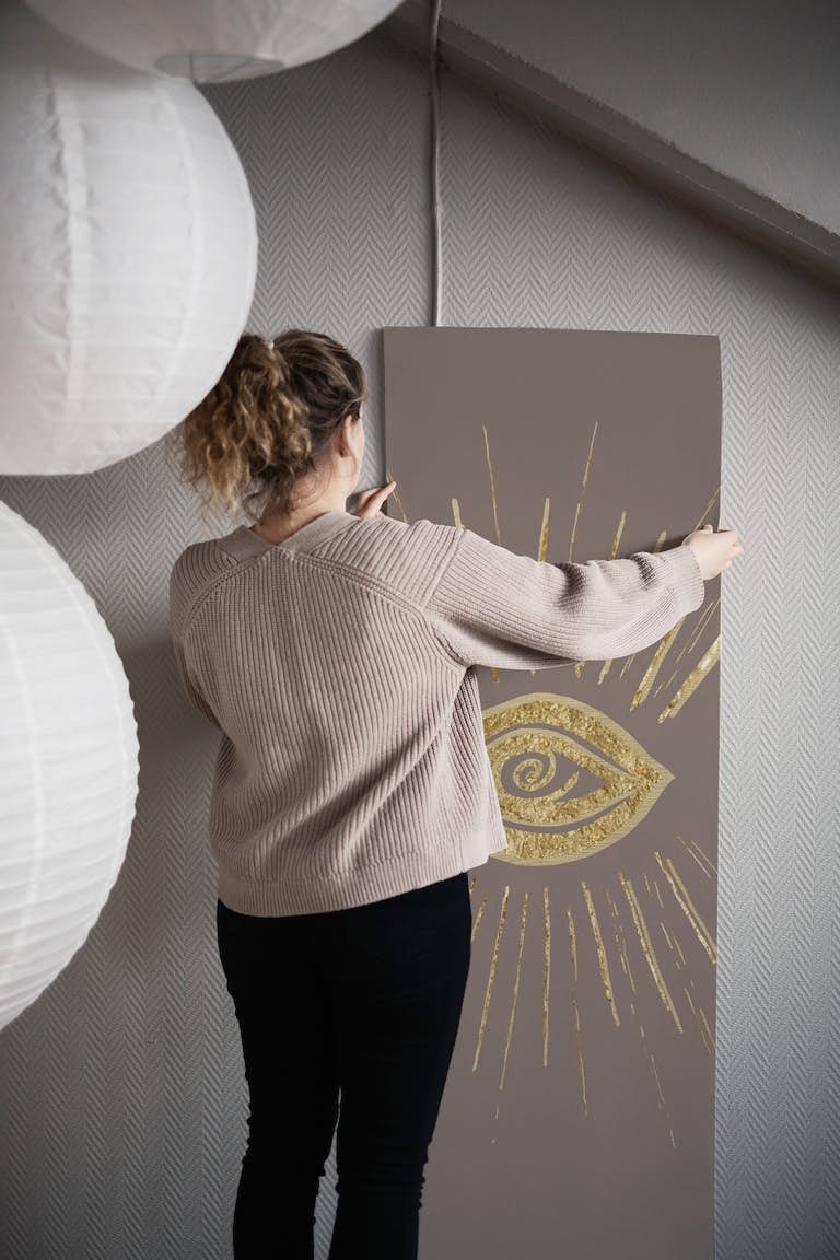 Evil Eye Gold on Brown 1 wallpaper roll