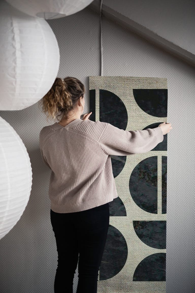 Mid Century Bauhaus Canvas Marble wallpaper roll