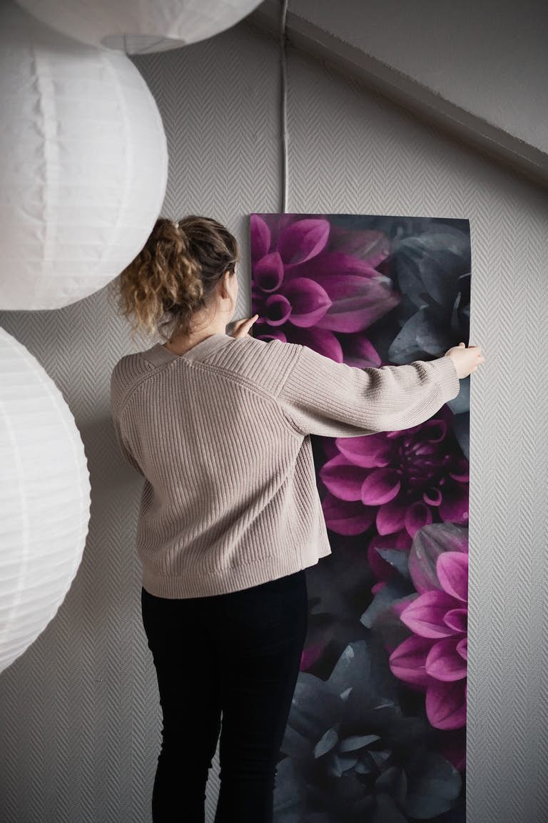 Midnight Garden Opulent Velvet Flowers wallpaper roll