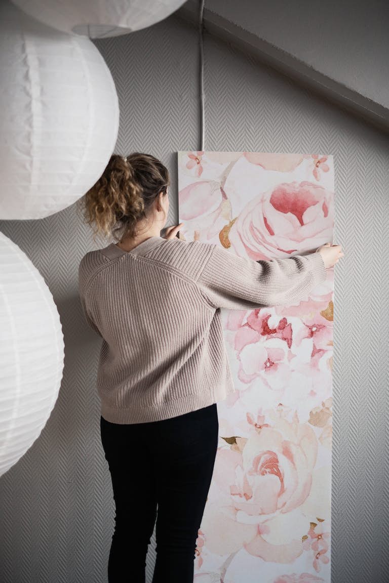 Soft Blush Peonies Spring Flower Garden wallpaper roll