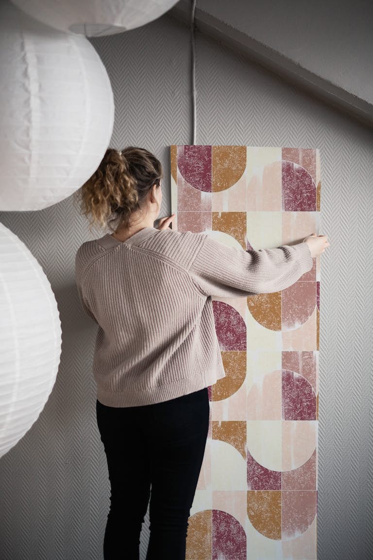 Sponge Painting Geo Tiles Fall Vibes wallpaper roll