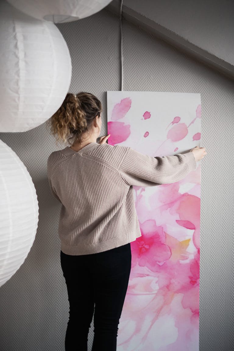 Sakura Watercolor Cherryblossoms Pink wallpaper roll