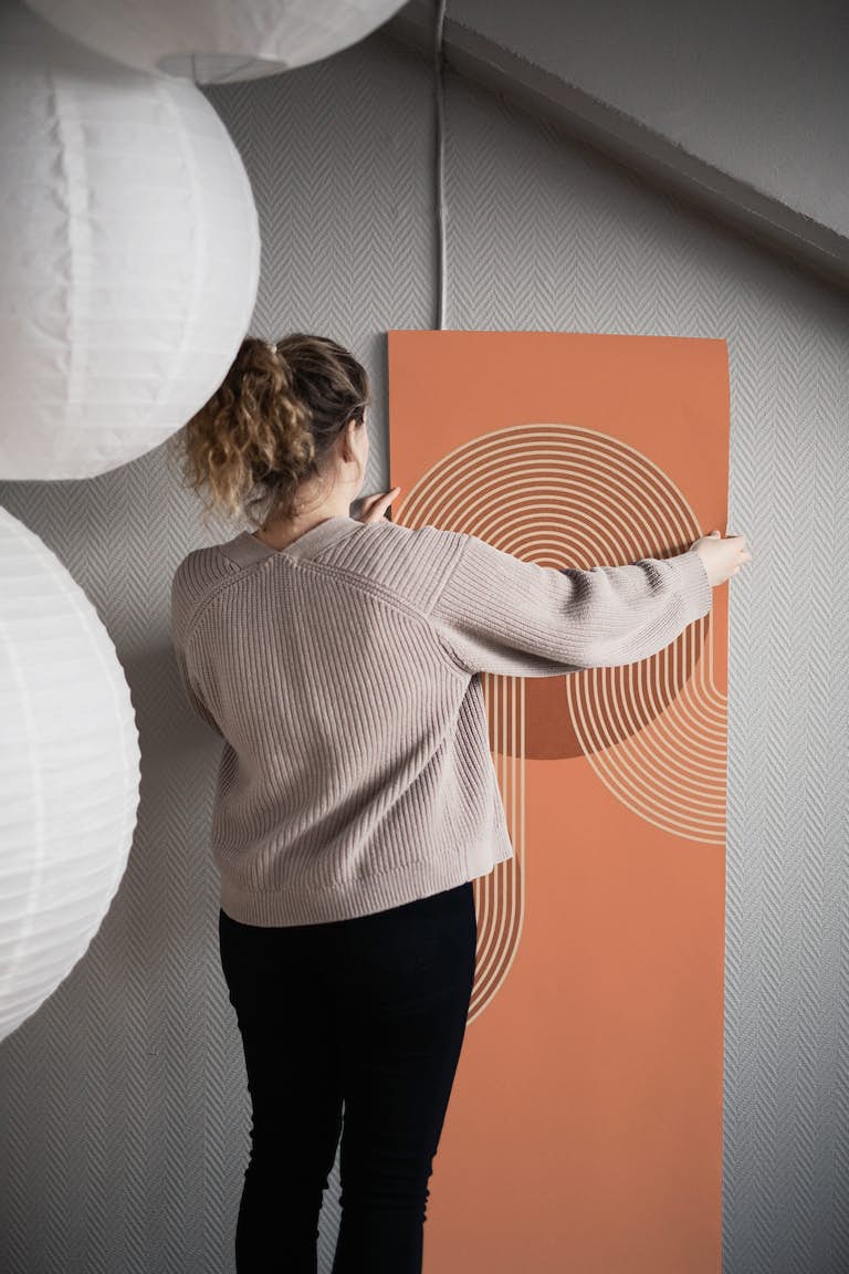 Orange Bauhaus Glam wallpaper roll