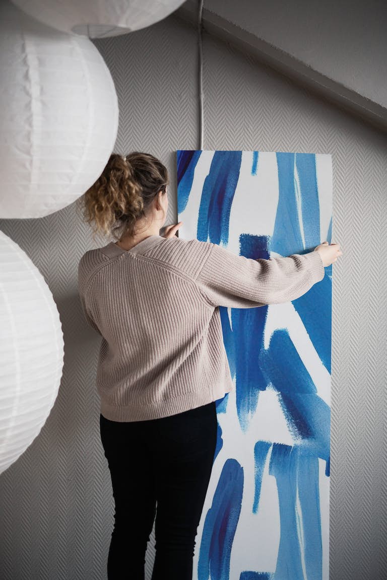 Blue Paint Strokes wallpaper roll