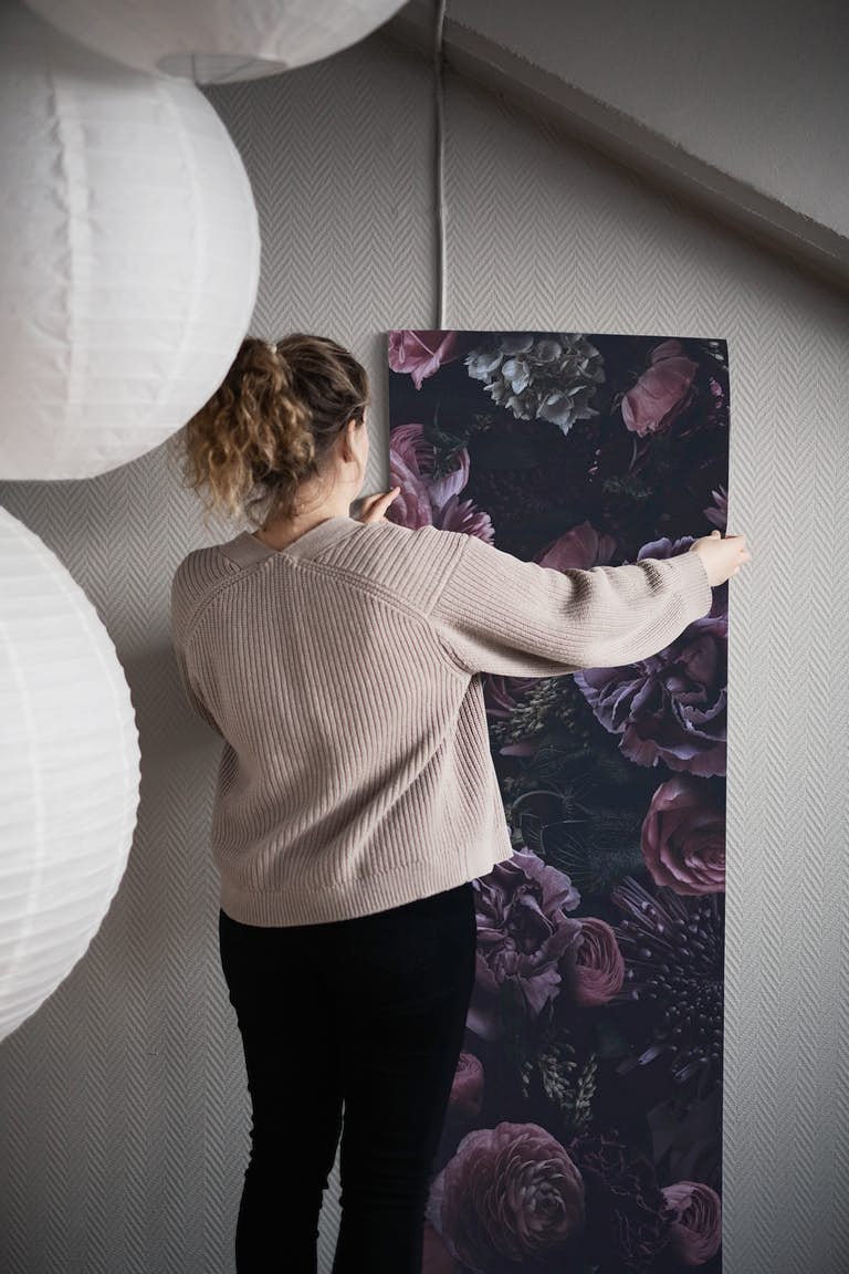 Moody Purple Baroque Flower Fantasies wallpaper roll