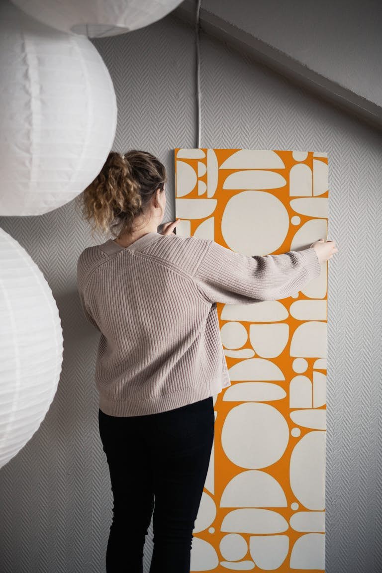 Beige Orange Cutout Shapes wallpaper roll