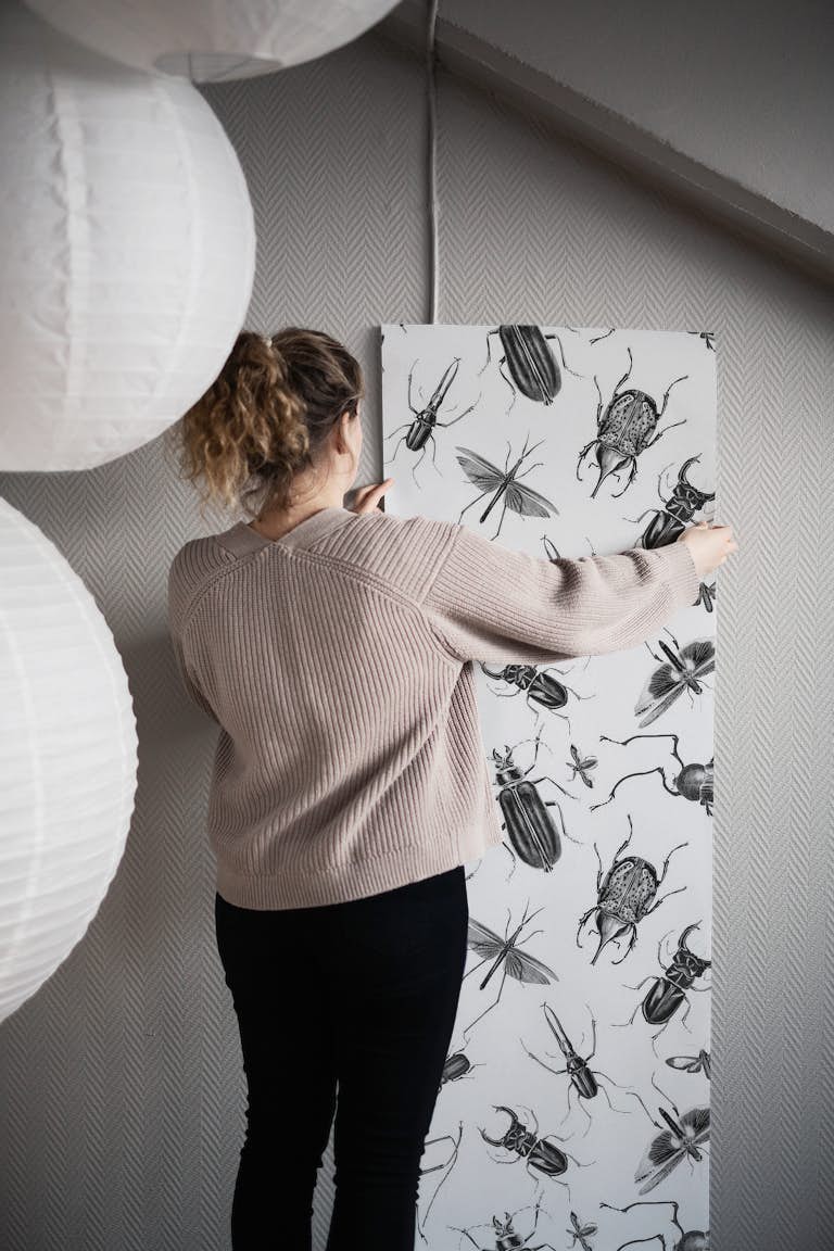 Vintage Beetles And Bugs wallpaper roll