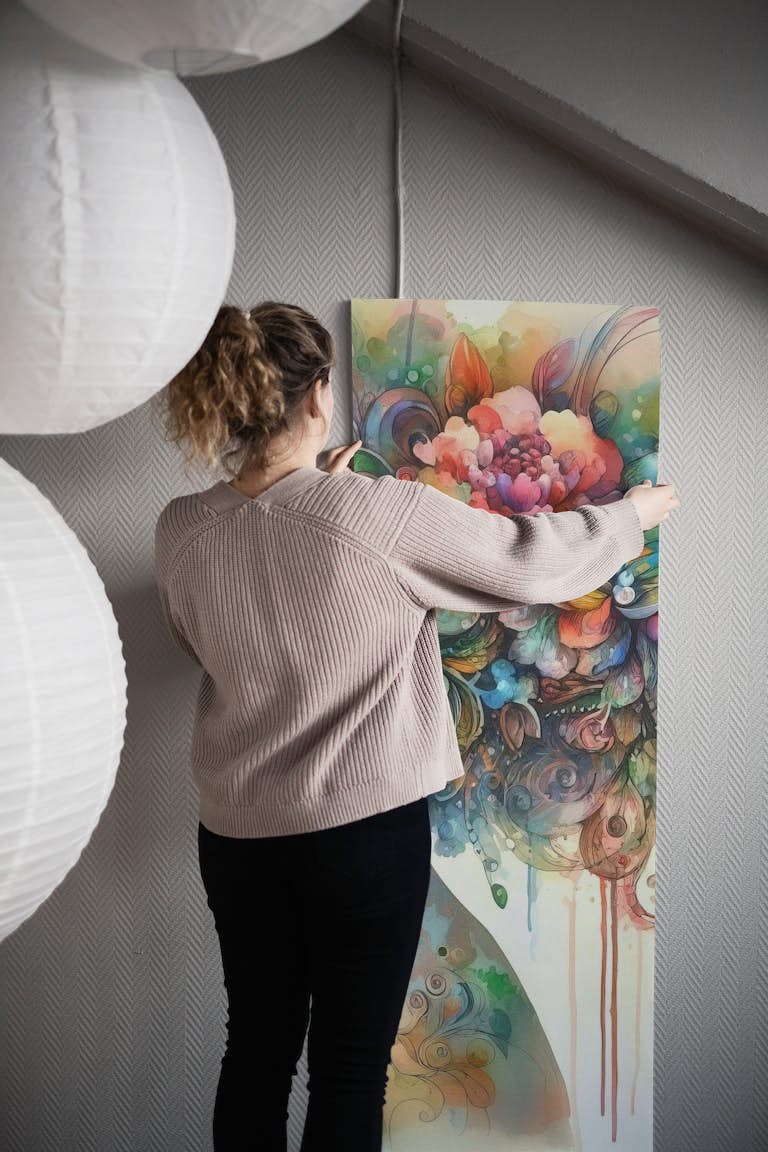 Watercolor Floral Woman #4 wallpaper roll