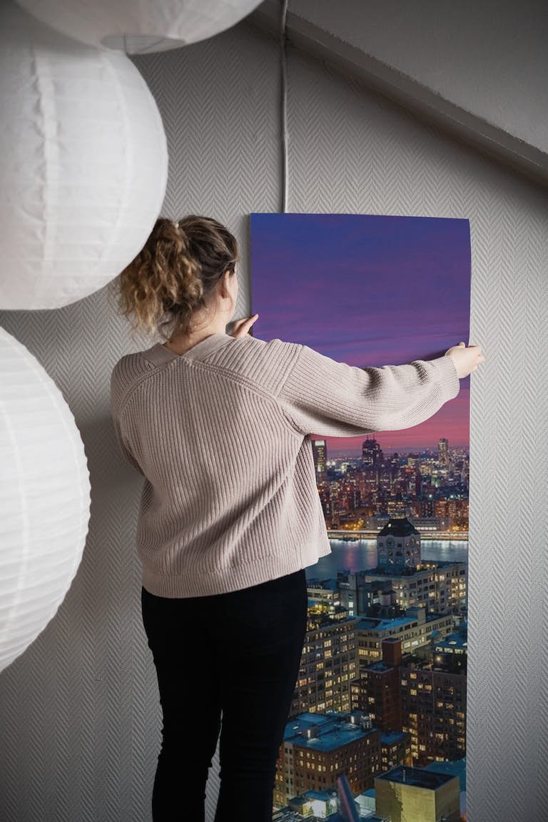 Manhattan skyline during beautiful sunset papiers peint roll