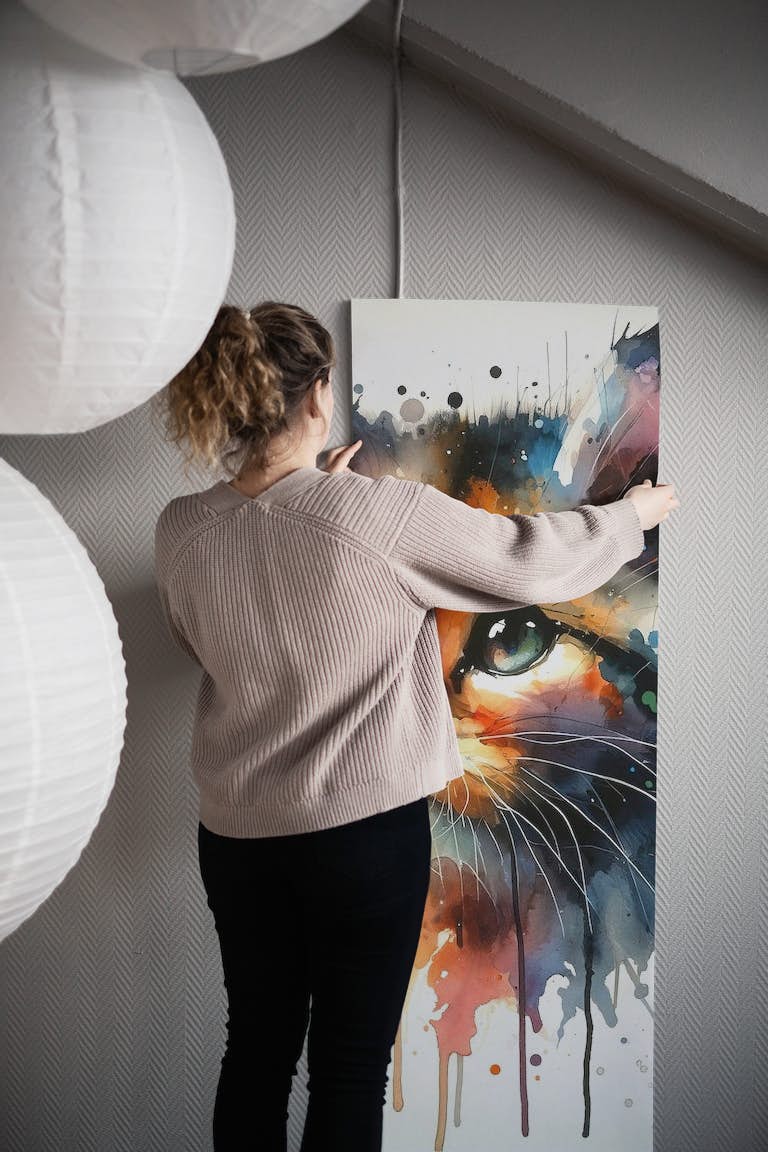 Watercolor Cat #1 wallpaper roll
