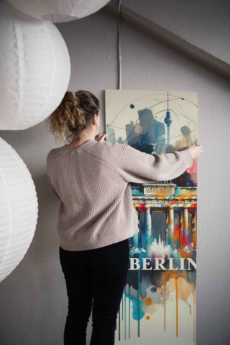 Watercolor Skyline Berlin #1 wallpaper roll