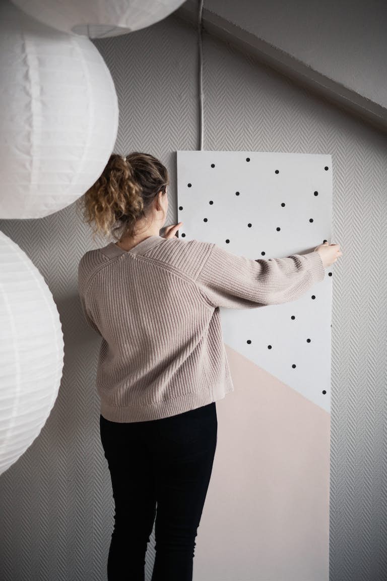 Pink and Grey Geometric Mural tapetit roll