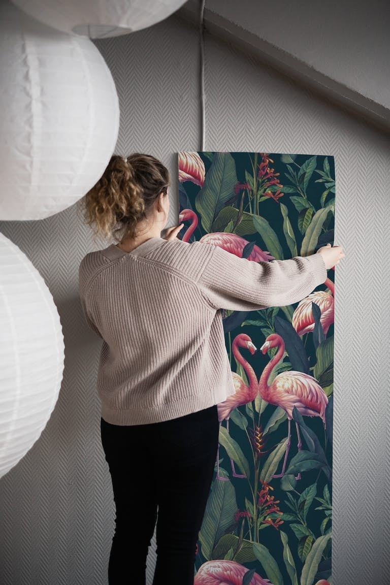 Tropical Flamingos I wallpaper roll