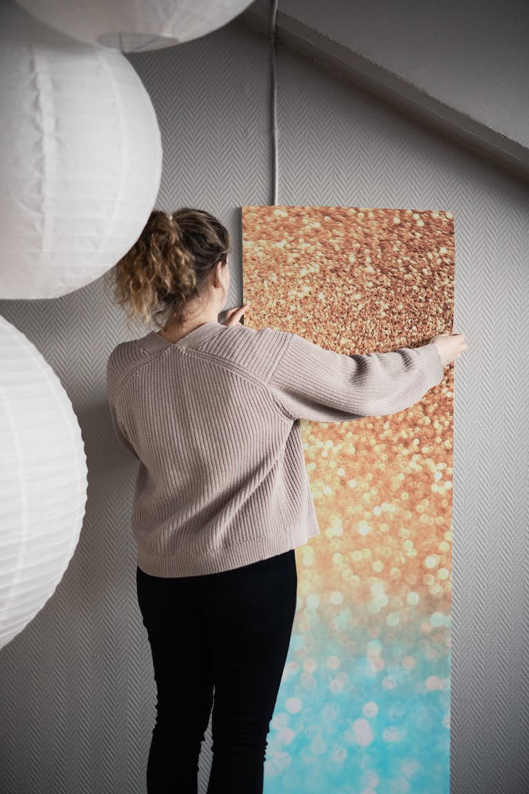 Copper and Teal Glitter wallpaper roll