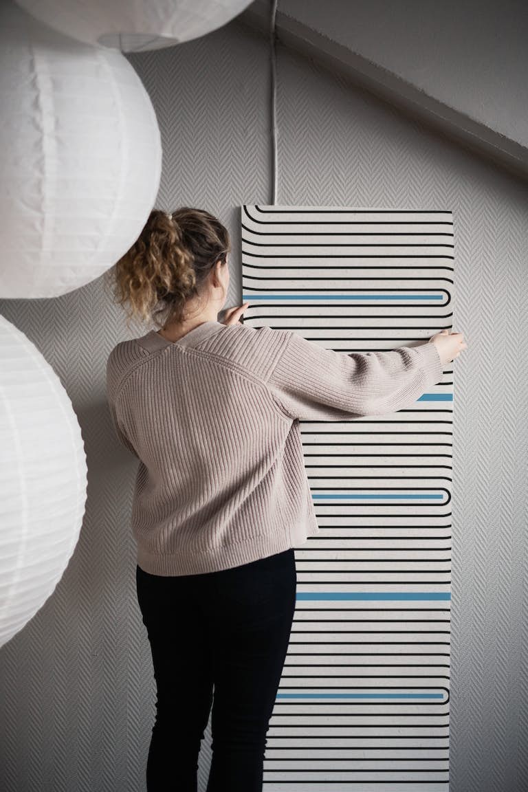 Contemporary neutral blue minimalist balance wallpaper roll