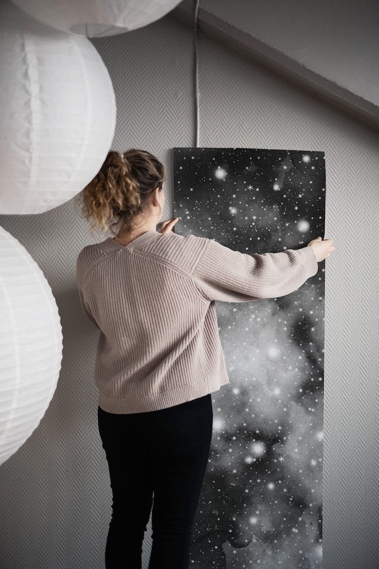 Black  White Galaxy Nebula 1 wallpaper roll