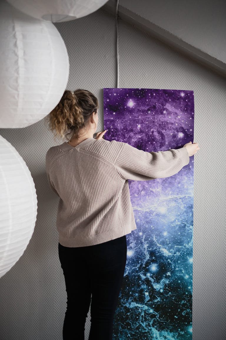 Purple Teal Galaxy Nebula 4 papel de parede roll