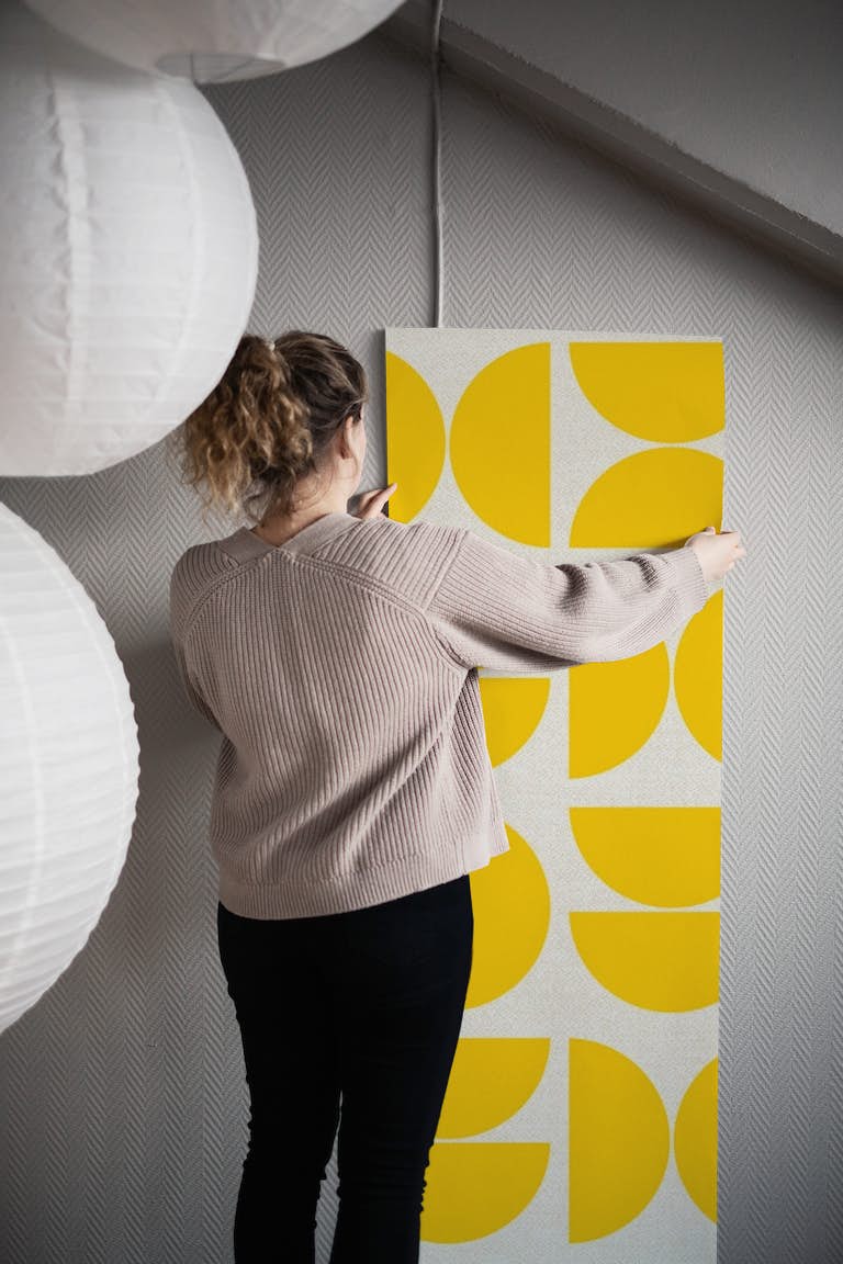 Sunny Yellow Bauhaus wallpaper roll