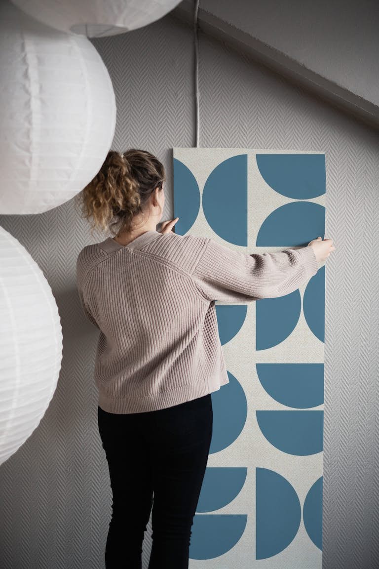 Bauhaus in Shades of Blue wallpaper roll