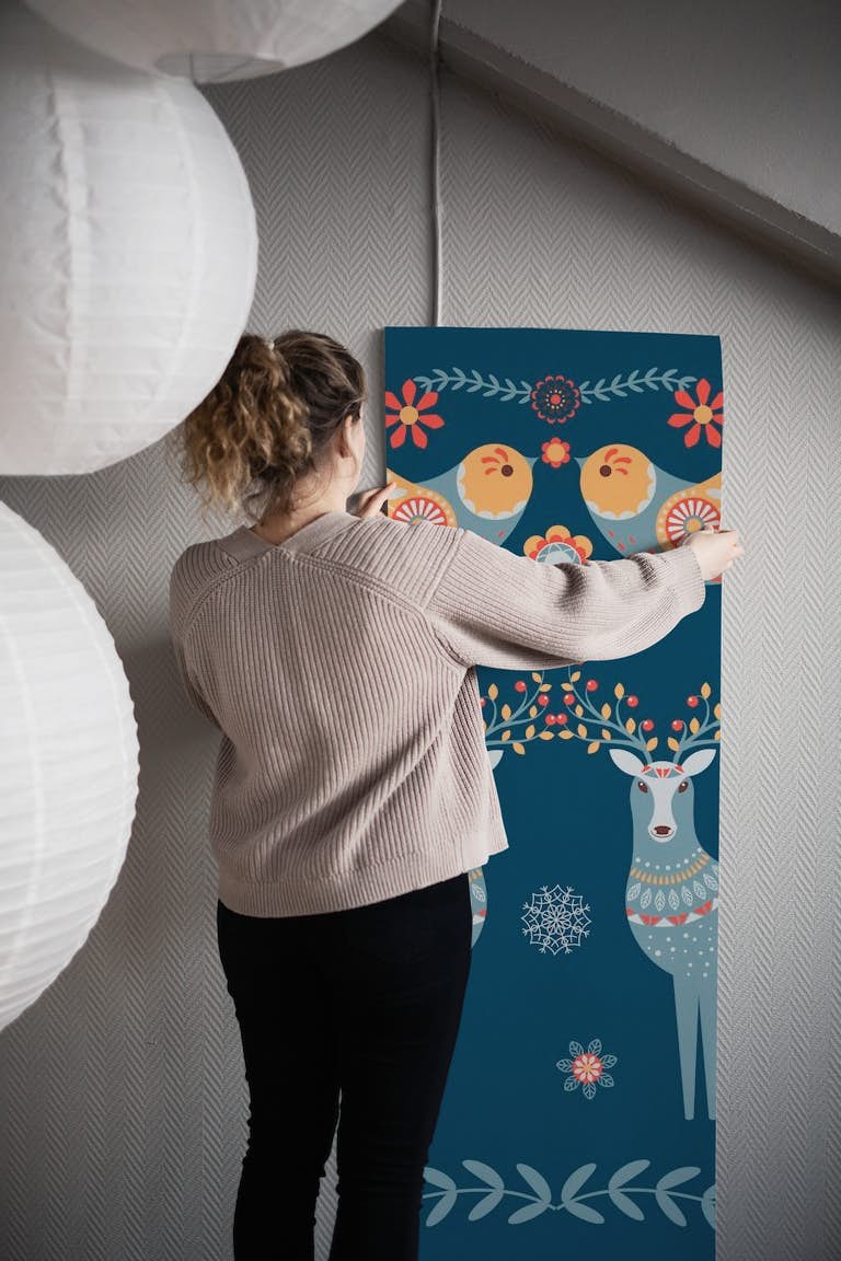 Nordic Winter Blue wallpaper roll