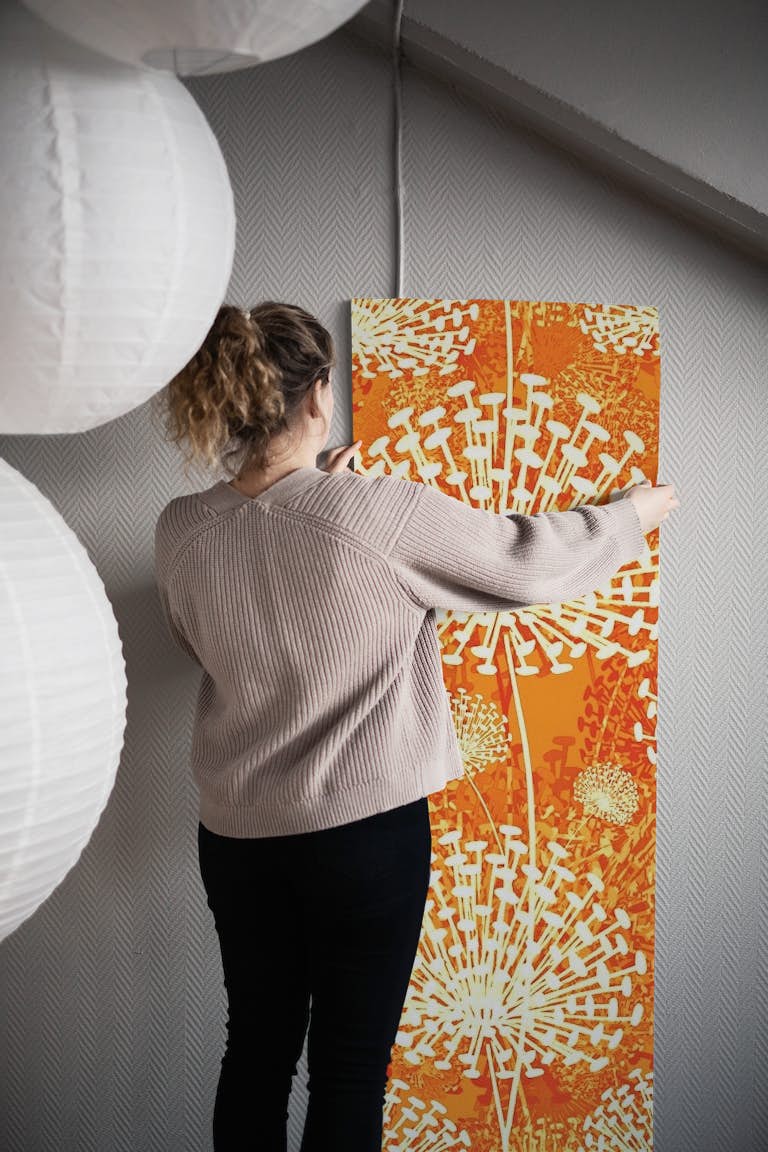 Dandelions Orange wallpaper roll