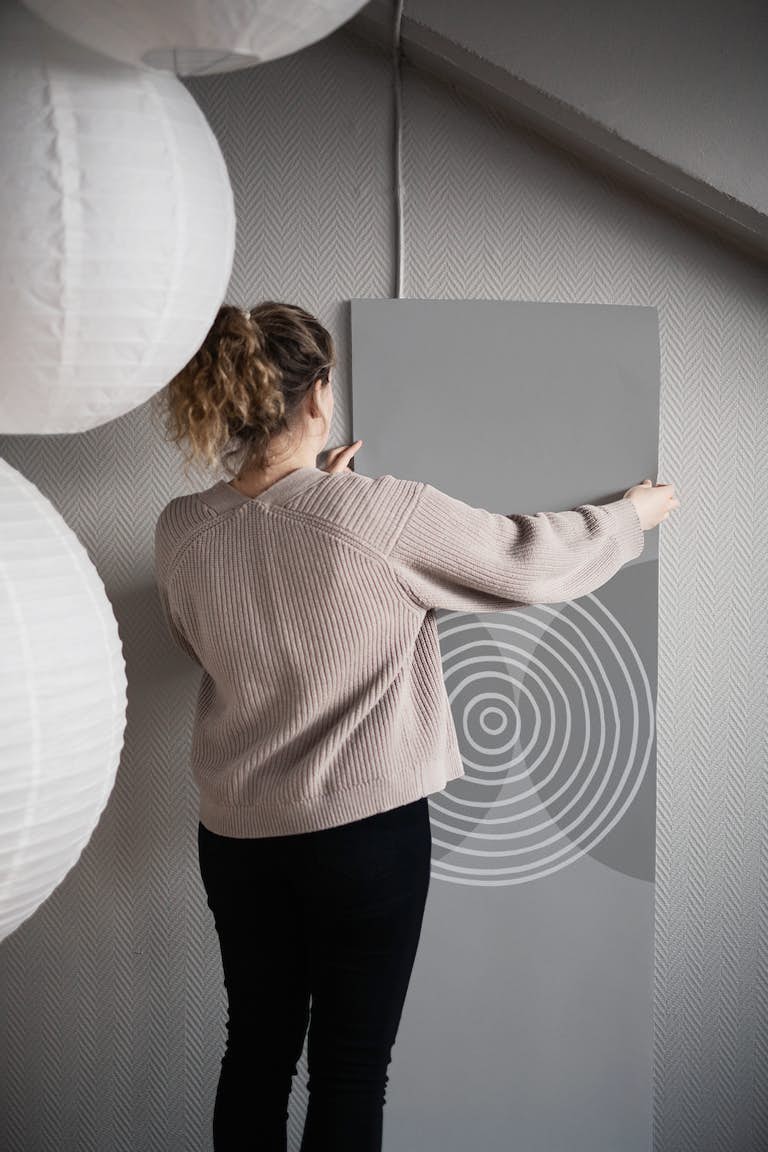 Circle Minimalist Modern Geometry Grey papel de parede roll