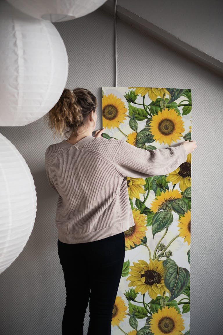 Vintage Sunflowers Forever wallpaper roll