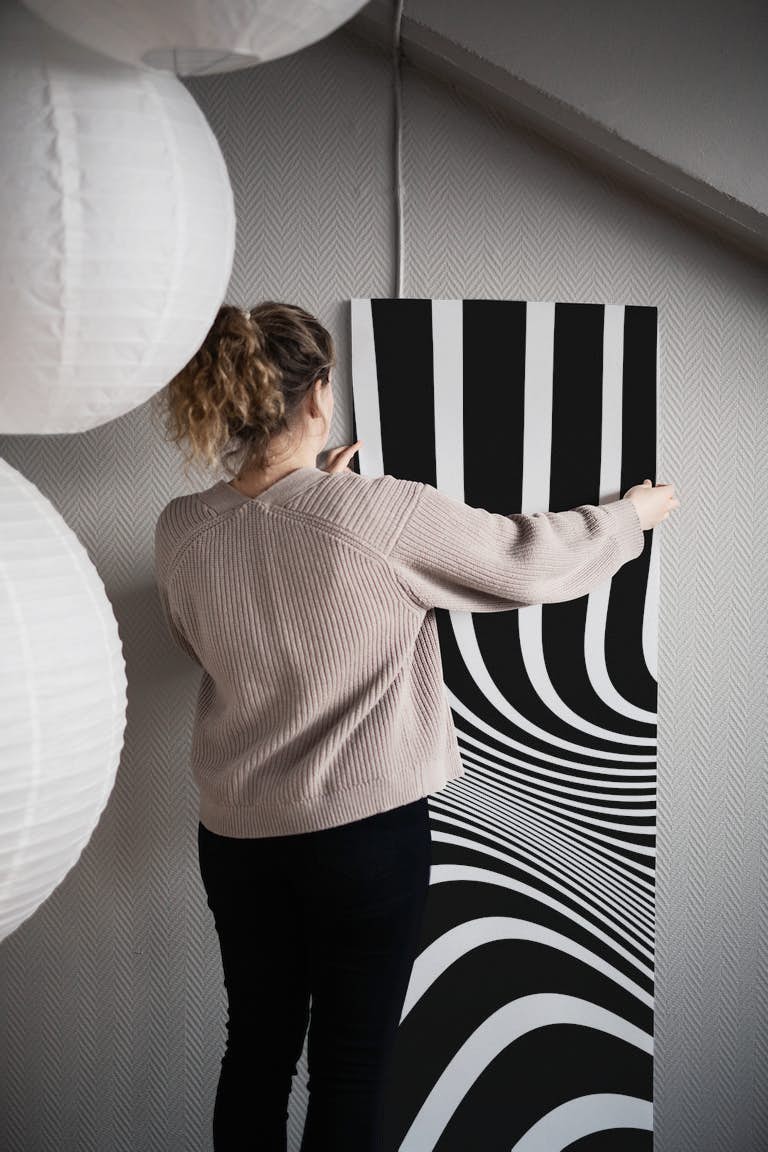 Retro Black And White Op- Art behang roll