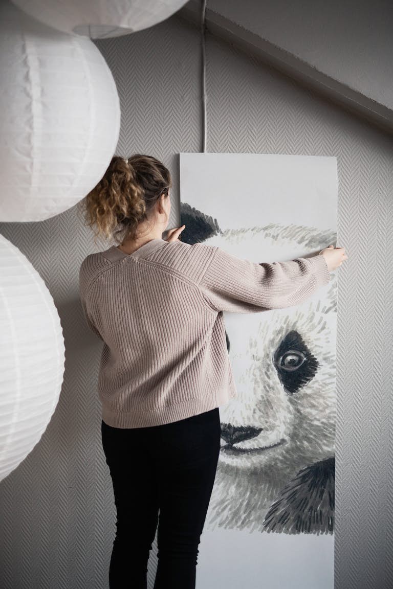 Panda bear portrait papel pintado roll
