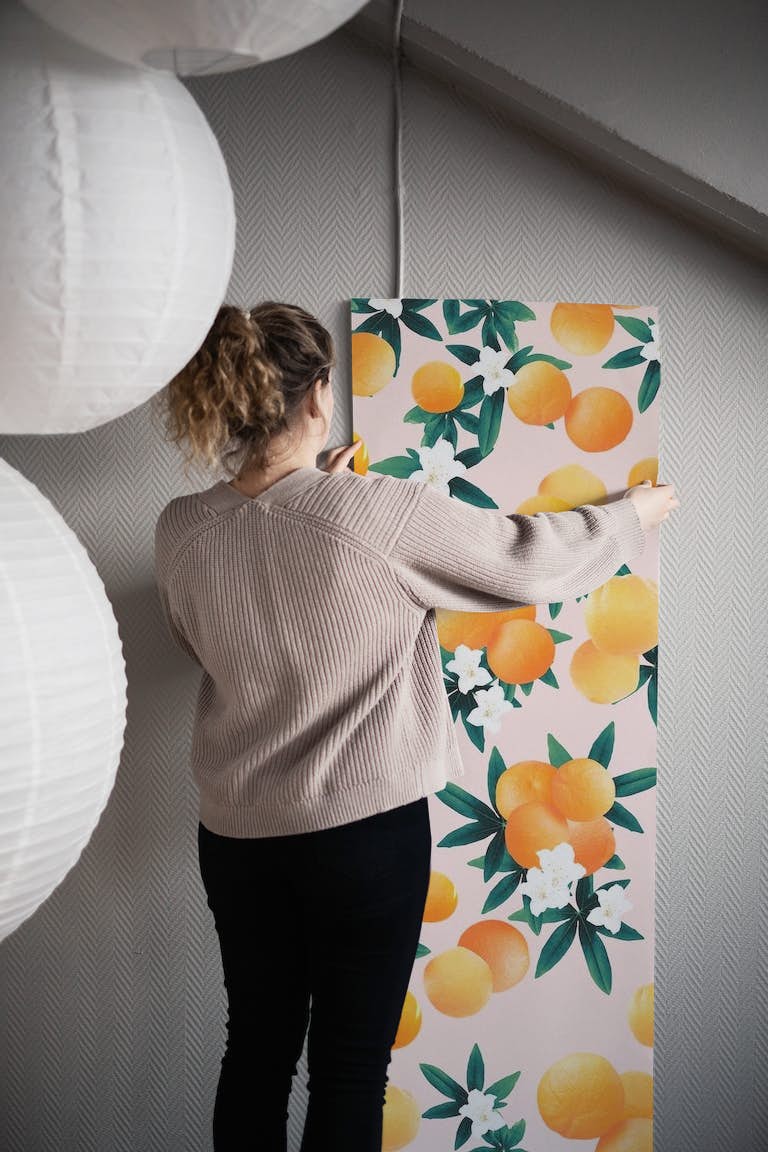Orange Twist Flower Vibes 7 wallpaper roll