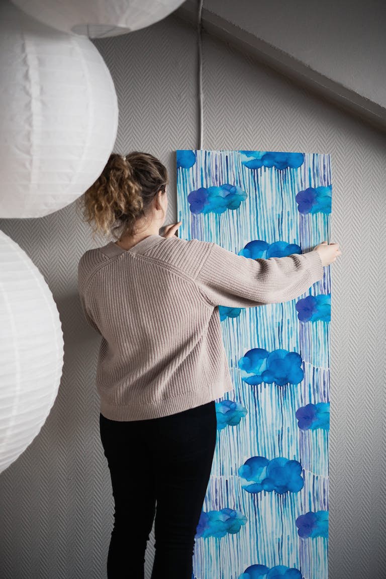 Watercolor Raining Clouds wallpaper roll