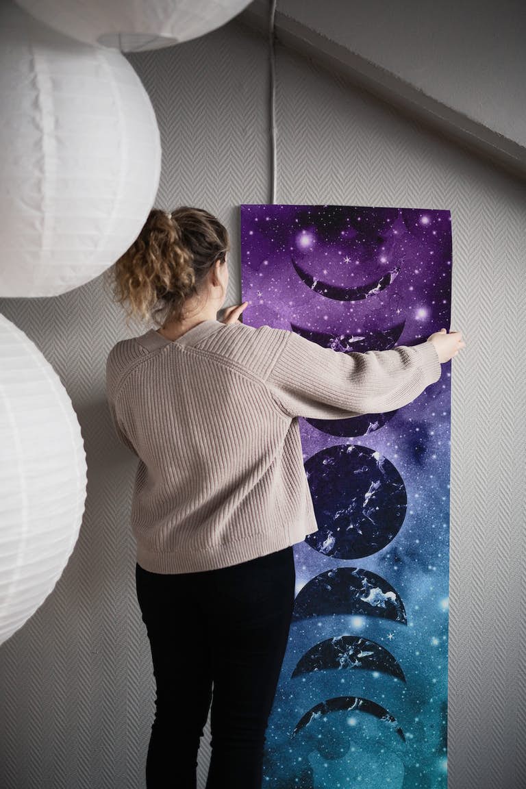 Purple Teal Galaxy Nebula 1a tapet roll
