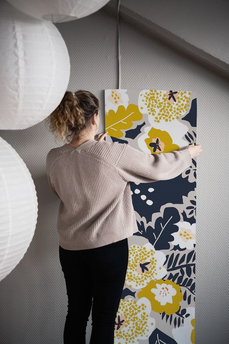 Scandinavian flowers greet you wallpaper roll