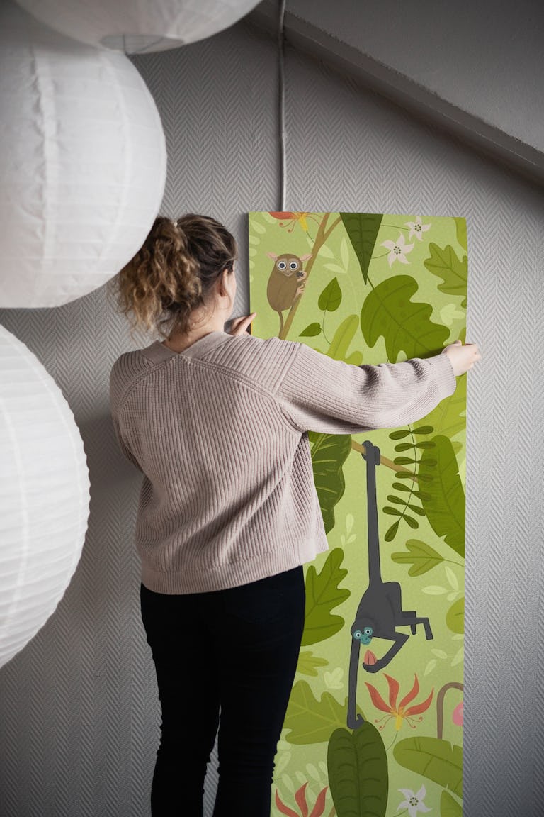 Primates In The Jungle (light) wallpaper roll