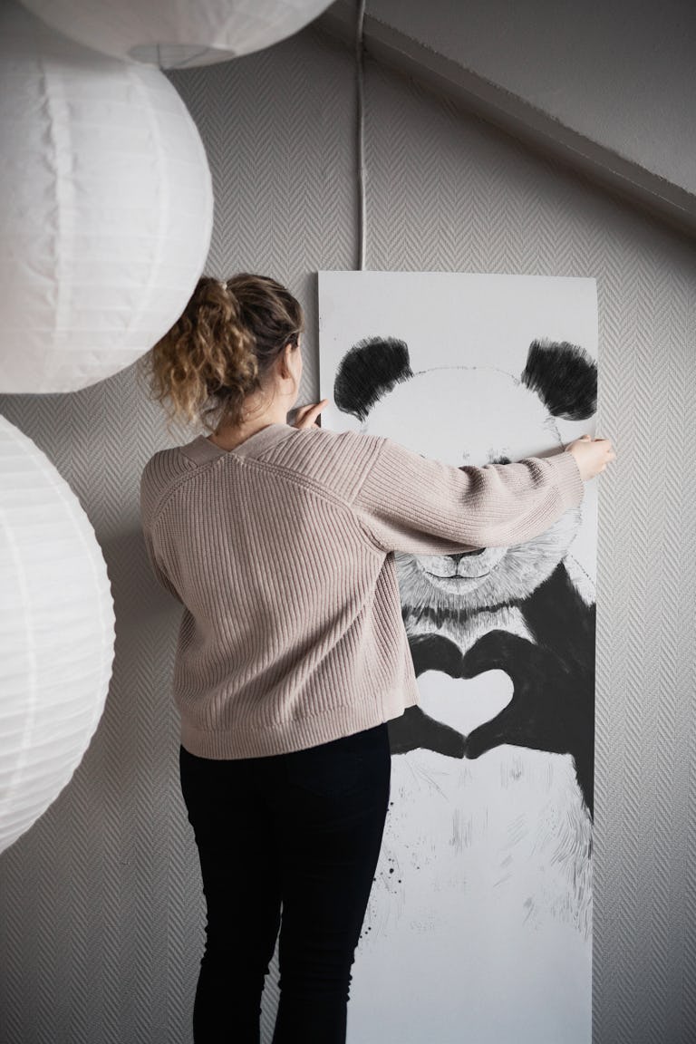 Panda love wallpaper roll