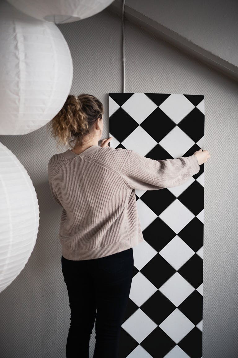 Chess diamond shaped art wallpaper roll