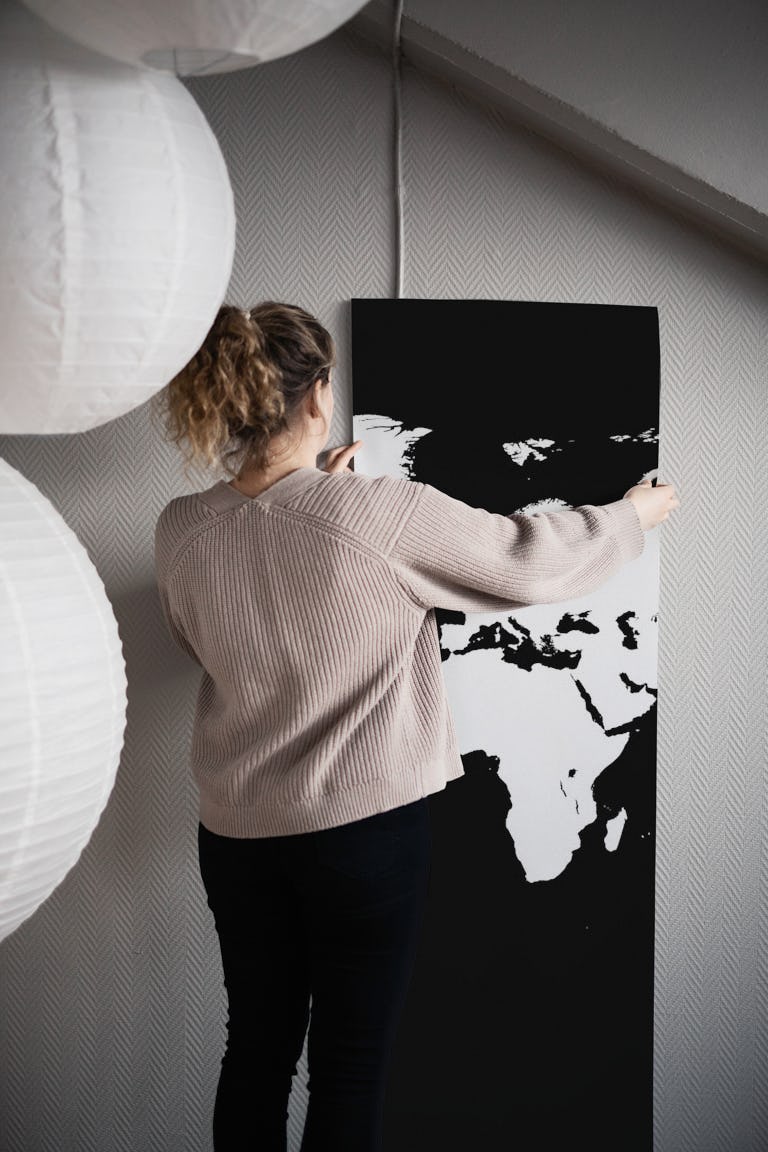 World map white wallpaper roll