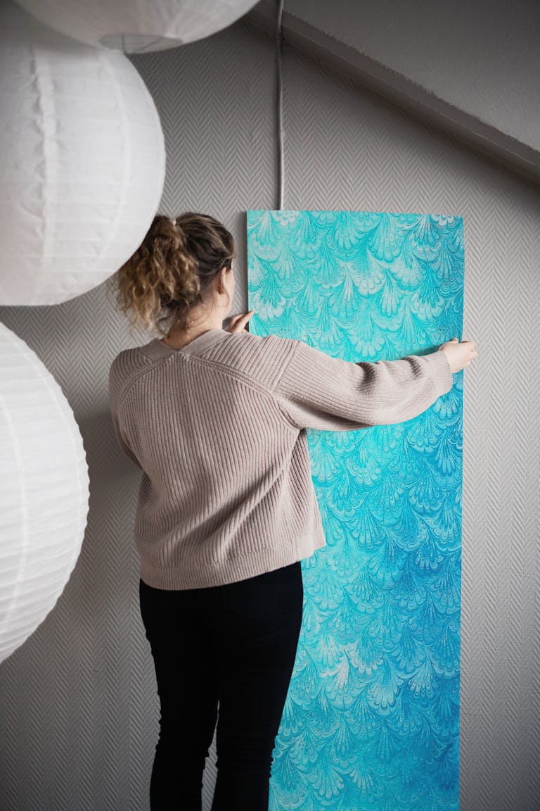 Ocean Blue Mermaid Scales wallpaper roll