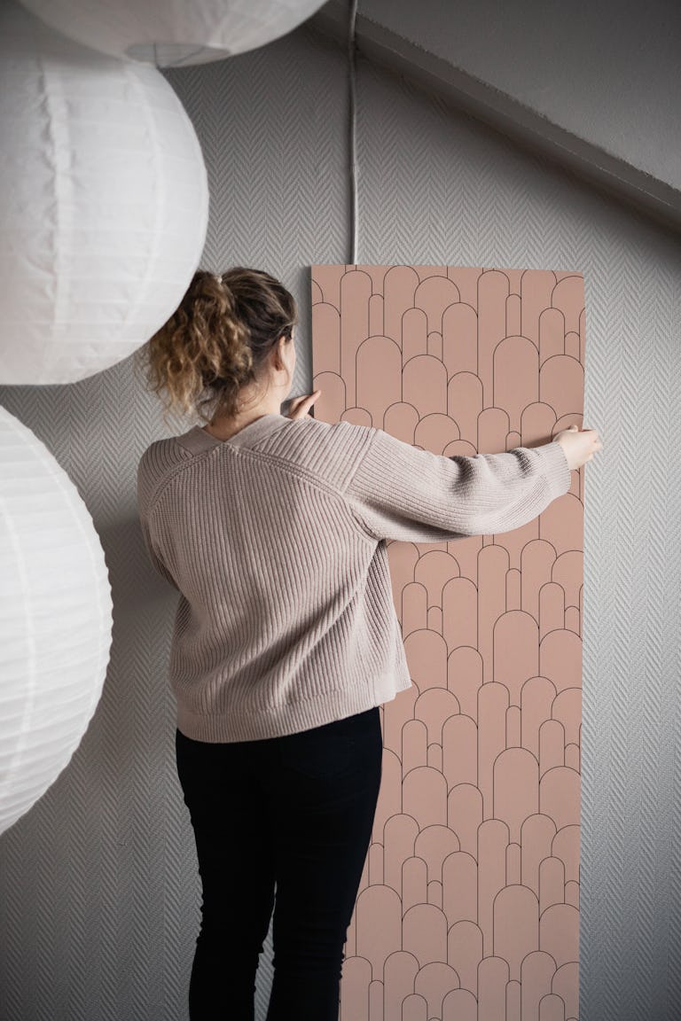 Mid Century Terracotta Arches wallpaper roll